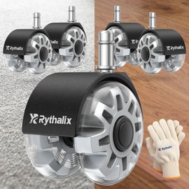 Rythalix 2.5" Office Chair Wheels Set of 5 - Desk Chair Caster Wheels, Smooth & Quiet, Universal Fit for Most Office/Desk/Gaming Chairs, Safe on Carpets & Hardwood Floors