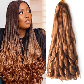 8Packs French Curly Braiding Hair 22 Inch Loose Wave Curly Braiding Hair Extensions Crochet Hair Synthetic Hair for Braiding Hair Extensions for Braiding(30#)