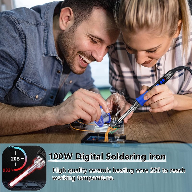 Soldering Iron Kit, 100W High-Power LCD Digital Soldering Iron, Circuit