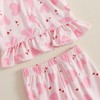 MAHUAOYIXI Toddler Girl Pajamas Set Loungewear Sleepwear Outfits Heart Print