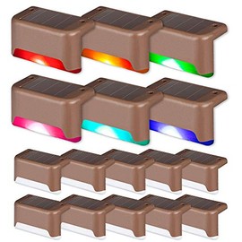 SOLPEX Color Changing Solar Deck Lights, 16 Pack Waterproof LED Lights for Decks,Stairs,Fences,Yards and Patios