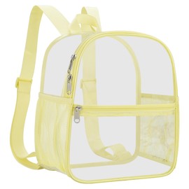 Slumou Clear Backpack Stadium Approved 12×12×6 Clear Mini Backpack Small Transparent Backpack for Concert, Beach, Work, Travel & Sporting（Yellow）