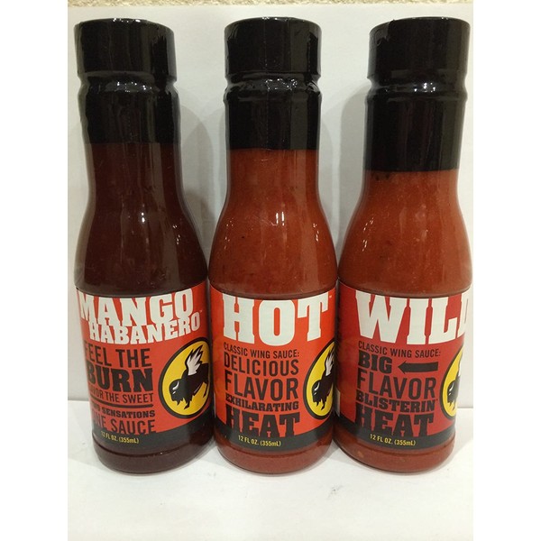 Buffalo Wild Wings Sauce Bundle - Mango Habanero, Wild, Hot (12 Oz Each)