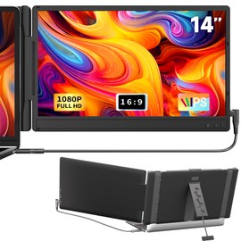 KOJOM Laptop Screen Extender 14-inch – Upgraded 1080P FHD IPS Dual Laptop Monitor Extender Plug & Play Portable Monitor with Adjustable Stand Compatible with Windows Mac Chrome 13”-17” Laptops