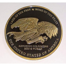 Land of the Free Home of the Brave Military Family Honor Army Navy Air Force Marines Coast Guard Large Challenge Art Coin