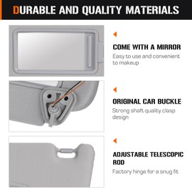 Sun Visor for Hyundai Elantra 2007-2010, Left Driver Side Grey SunVisor Replacement 85210-2H161-8M, Stretchable Design