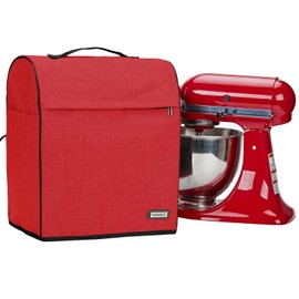 HOMEST Stand Mixer Dust Cover for KitchenAid Mixer, Fits All 5/4.5 Quart Tilt Head Models, Multi Pockets for Various Kitchen Appliance Accessories, Red (Patent Design)