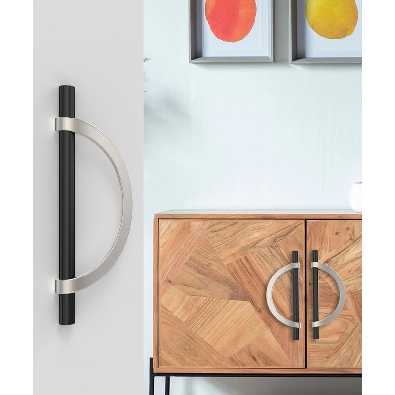 Coinkoly 10 Pack Black and Brushed Satin Nickel Cabinet Pulls