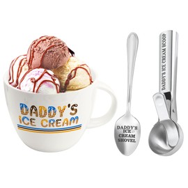 FUTBU Fathers Day Daddy Gifts, Gifts for Dad from Daughter Birthday, Daddy's Ice Cream Bowl Scoop Shovel Spoon Set, DadIce Cream Gift from Son Daughter, Ideal Xmas Birthday Father's Day Gift for Him