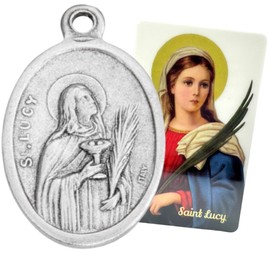 Westmon Works St Lucy Medal Set Italian Metal Medallion with USA Made Saint Prayer Laminated Holy Card