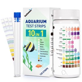 SaySummer Aquarium Test Strips for Saltwater Tank: 10-in-1 125 Counts Salt Water Aquarium Water Test Kit, Fish Tank Test Strips for Testing Salt Chlorine Copper Nitrate pH and More, AQSTTN24