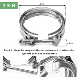 NYTKL 3.5 Inch V Band Clamp,Male Female 304 Stainless Steel Quick Release Flange Exhaust Clamp, V-Band for Pickup Truck Turbo Downpipe Exchange Exhaust Systems, Car Accessories