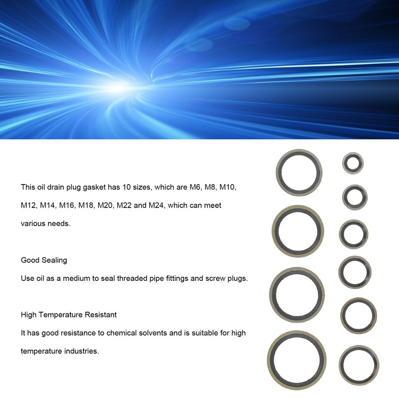 170PCS Set Drain Plug Gasket 10 Sizes Rubber and Metal