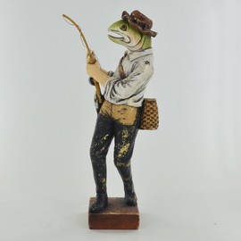 Fiesta Studios The Fishing Rainbow Trout Statue Vintage Clothing Style Unique Novelty Decor Steampunk Fantasy Dapper Animals H25cm