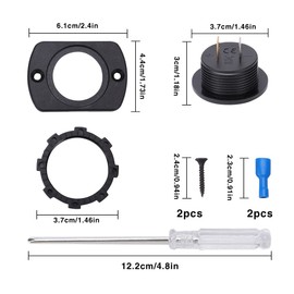 YIXISI DC 12V 24V Waterproof Car Voltmeter with LED Digital Display and Mounting Plate, Round Voltage Tester Gauge Meter with Terminals for Boat Marine Vehicle Motorcycle Truck ATV UTV Car, Blue Light