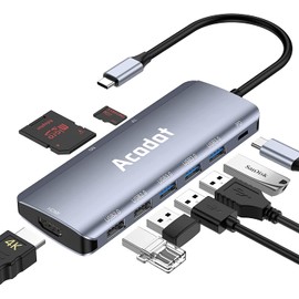 USB C Hub, Acodot USB C Adapter with 4K HDMI Output, PD 100W, 3 USB 3.0 Ports and 2 USB 2.0 Ports, SD/TF Card Reader, Compatible with MacBook Pro/Air, Laptop and More Type C Devices