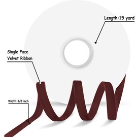 15 Yards Velvet Ribbon 3/8 Inch Single Face Red Velvet Ribbon Spool Prefect for Wedding, Ribbon for Gift Wrapping, Christmas Wreath,Hair Bows Ribbon, Ribbon for Crafts