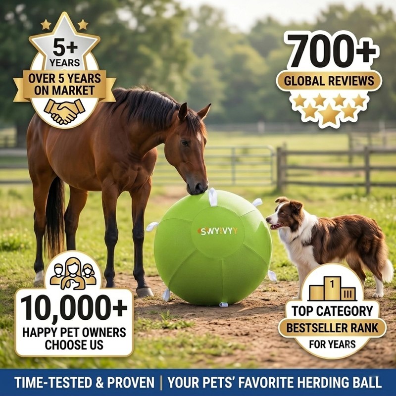 SWYIVY 25-Inch Herding Ball for Dogs with Straps, Giant Horse