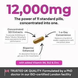 Natagra for Her 12,000mg 11-in-1 Women's Intimate Supplement - with Maca, Ginseng, Tribulus, Vitamin B12 - Natural Desire, Arousal Support - PhD Doctor Formulated, UK Made – 30 Vegan Capsules