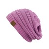 C.C Gorro de punto trenzado, grueso, suave, elástico, cálido, Lavanda