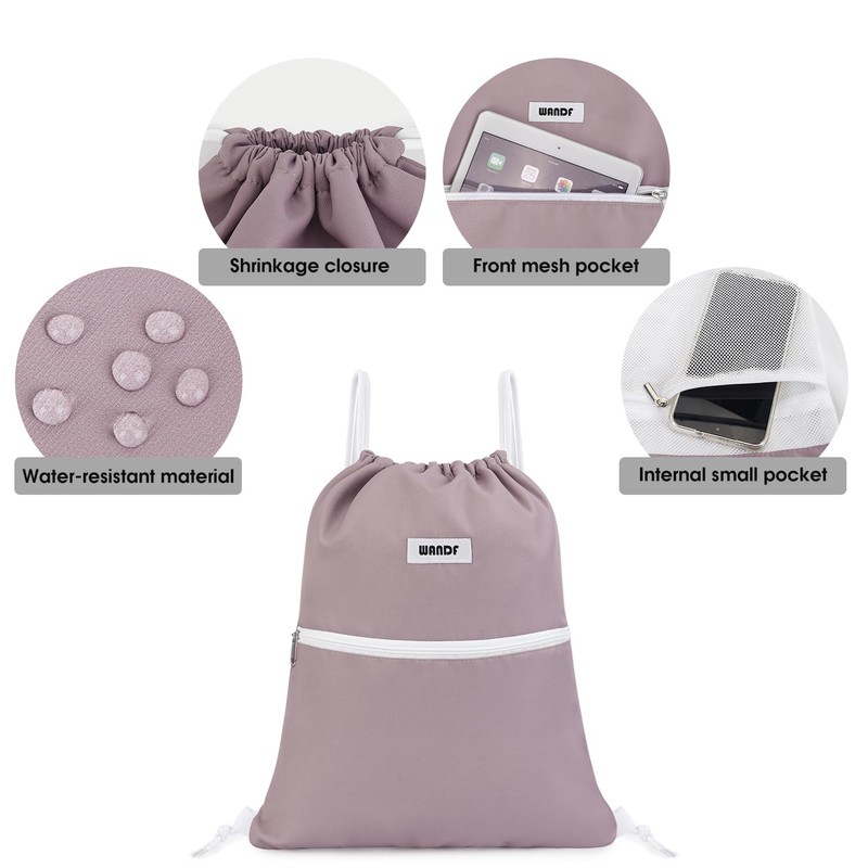 WANDF Drawstring Backpack String Bag Sackpack Cinch Water Resistant Nylon