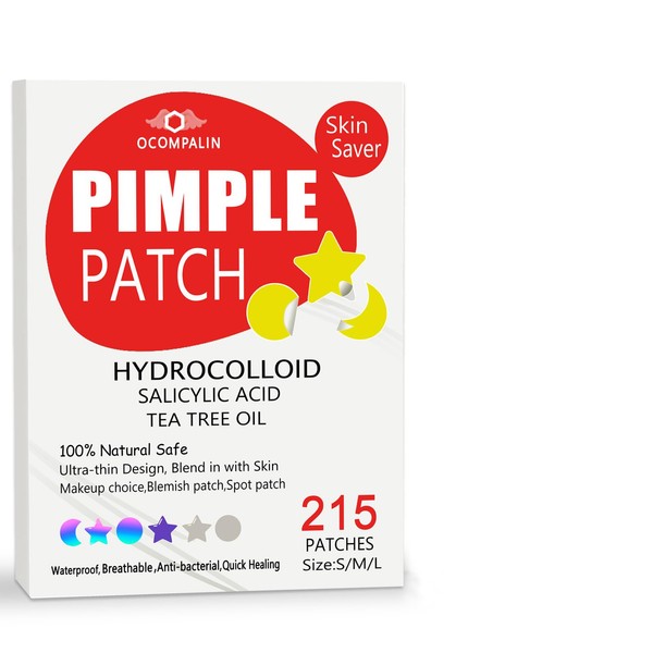 OCOMPALIN 215 Count Pimple Patches,Natural Hydrocolloid Acne Patches with Tea