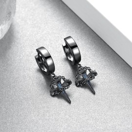 Cross Earrings S925 Sterling Silver Nail Cross Dangle Earrings Christian Jewelry Gifts for Men Women