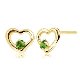 Lara Christie le102-0002 Petite Women's Open Heart Earrings, 12 Birthstones, Stone Platinum, Emerald