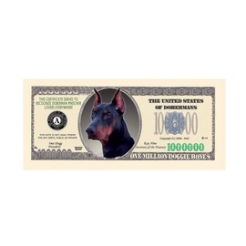 American Art Classics Pack of 5 - Doberman Pinscher Million Dollar Bills - Collectible Novelty Million Dollar Bills - Best Gift for Doberman Pinscher Fans