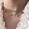 Gold Pearl Necklace for Women, 14K Gold Plated Layered Daisy