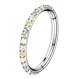 Oufer 16G Stainless Steel Cartilage Earrings, Five Petals, Clear Cubic Zirconia Flower, Tragus, Helix, Cartilage Stud Earrings, Stainless Steel, Ab-16 g-12 mm.