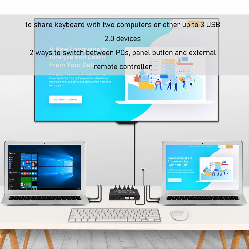 DisplayPort KVM Switch 2 Ports 4K 60Hz Dual Mode Aluminum