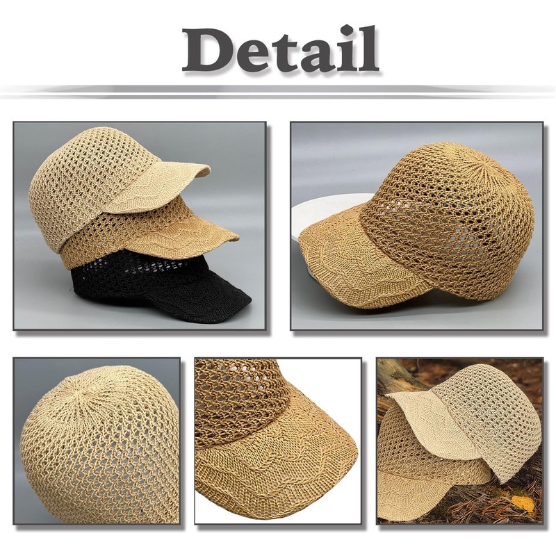 White Fang CZA116 Women's Straw Cap, Hat, Mesh, UV Protection,