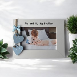Me and My Big Brother Photo Frame Gift White Blue 6x4 Landscape New Baby Siblings Keepsake