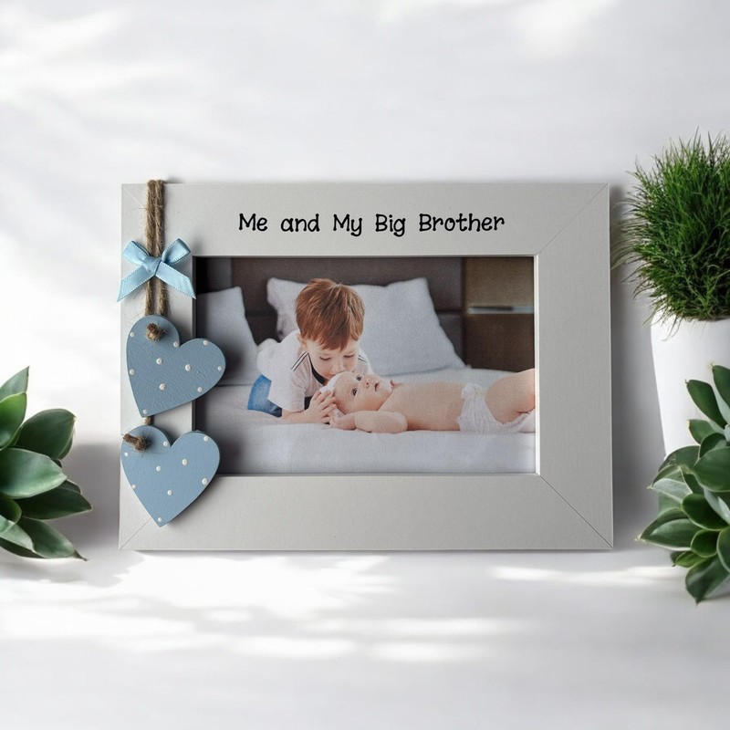 Me and My Big Brother Photo Frame Gift White Blue