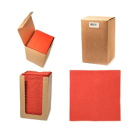 Alvotex Chic Airlaid 100 Cocktail Napkins, 1/4 Fold Fabric-Like, High-Quality Disposable Napkin, Red, 20 x 20 cm