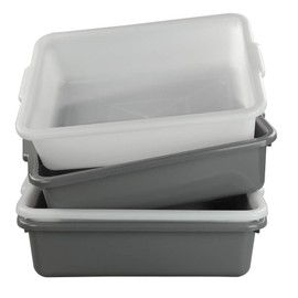 Nicesh 3-Pack 13 L Plastic Commercial Bus Tub, Gray Bus Box with Lid