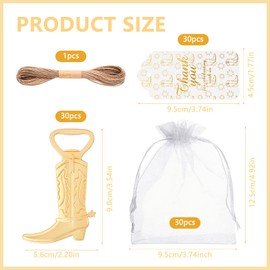 Qonmpcvu 30PCS Cowboy Boots Bottle Openers For Favors Baby Shower Bottle Opener Favors With White Organza Bags Thank You Tags For Guest Bridal Baby Shower Party Wedding Bottle Opener Gifts Supplies
