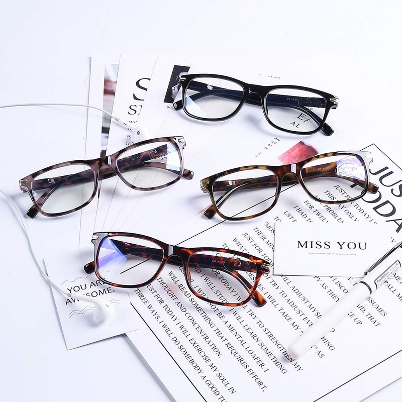 DOOViC Reading Glasses 4 Pack Blue Light Blocking Spring Hinge
