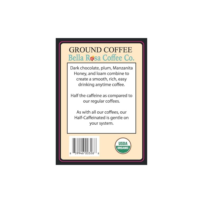 Organic Half-Caff, 12 oz. Fresh Ground Coffee, Medium Roast