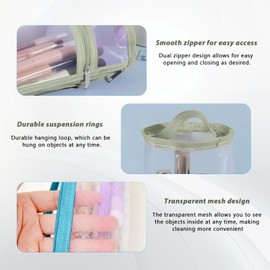 2PCS Mesh Pouch, Mesh Make up Bag with Zipper Cosmetic Organizer Pouch Cosmetic Bag Women Toiletry Bag Travel Makeup Bag for Daily or Travel Home Office to Keep Small Items pencil case