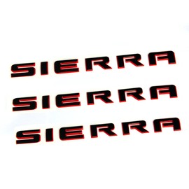 Yoaoo 3pack OEM Red line Sierra Letters Emblems Badge Compatible with 2500HD 3500HD Sierra 2011-2019 Denali (Redline)