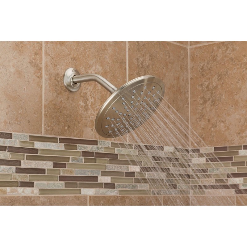 Moen Brushed Nickel 8-Inch Fixed Single Function Round Wide Rainshower