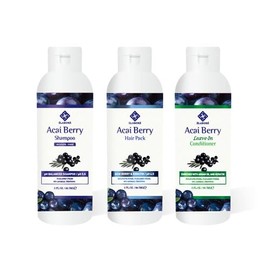 Elabore Acai Berry Travel Kit [Shampoo, Pack, Leave-in] 3oz each.