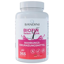 Bandini® Biotin Deluxe + Selenium + Zinc | 365 Tablets Annual Supply | For Skin - Nails - and Hair Growth | High Dosage, Laboratory Tested, No Additives, Vegan
