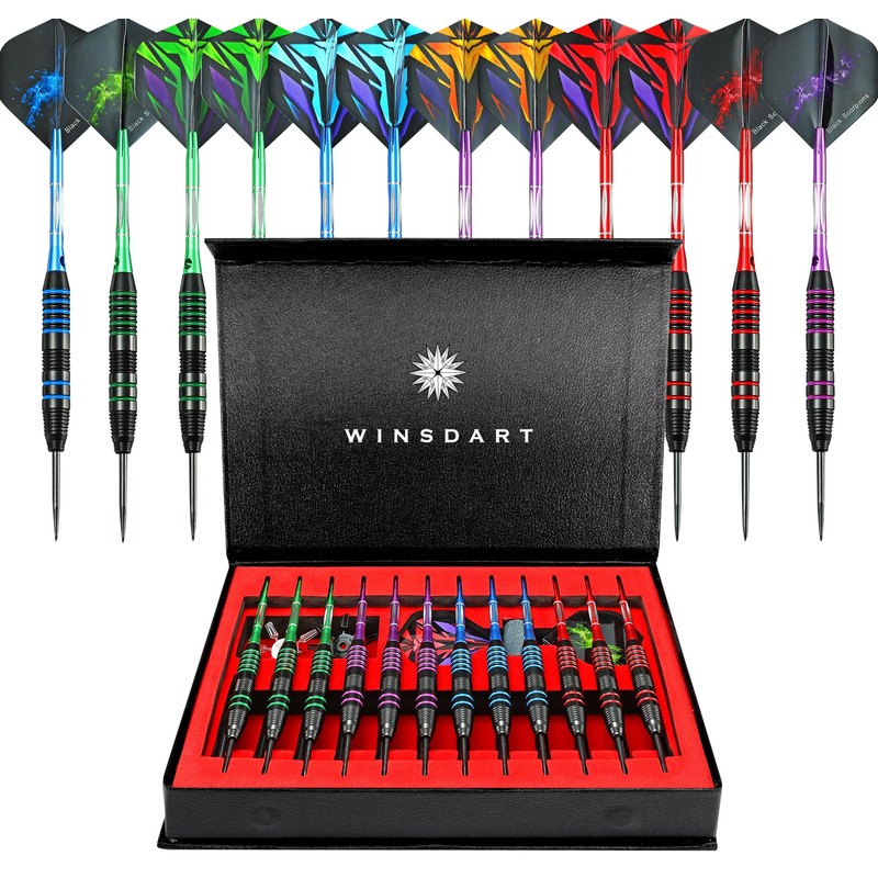 WINSDART Steel Tip Darts 12 Pack Set with Nonslip Iron
