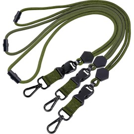 Yeanifeana 3 Packs Quick Release Adjustable Breakaway Neck Lanyard with Detachable Buckle & Metal Hook, Heavy Duty for ID Badges, Keys, Cell Phones, Unisex Safety Lanyard (Green)