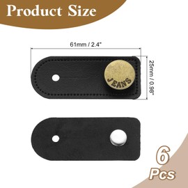 uxcell 6Pcs Button Extenders for Pants, Faux Leather Waist Extenders for Women Men Pant Trousers Jeans (Black, 2.4x1inch)