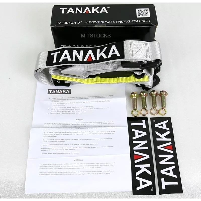 TANAKA 2X TANAKA UNIVERSAL LIGHT GRAY SILVER 4 POINT BUCKLE