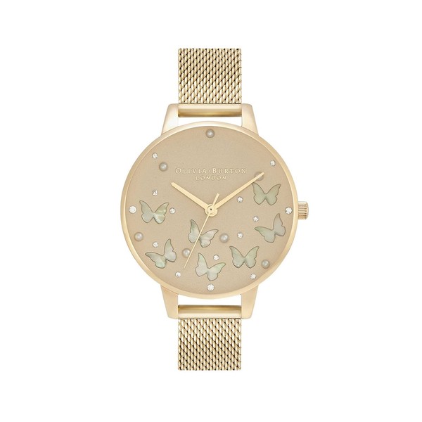 [OLIVIA BURTON] OLIVIA BURTON Women's Watch OB16MB37 Sparkle Butterfly Demi Gold Mesh Grey Dial & White Mother of Pearl Butterfly